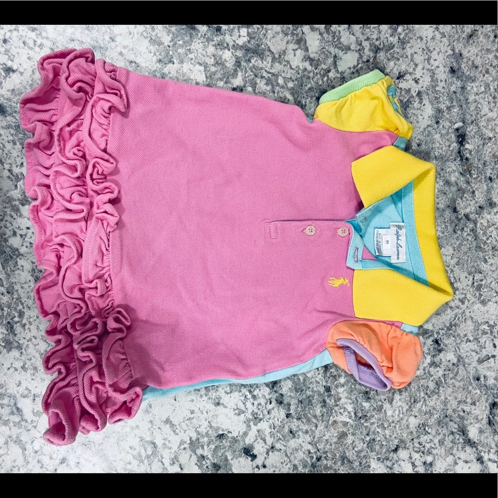 Ralph Lauren color block ruffle dress